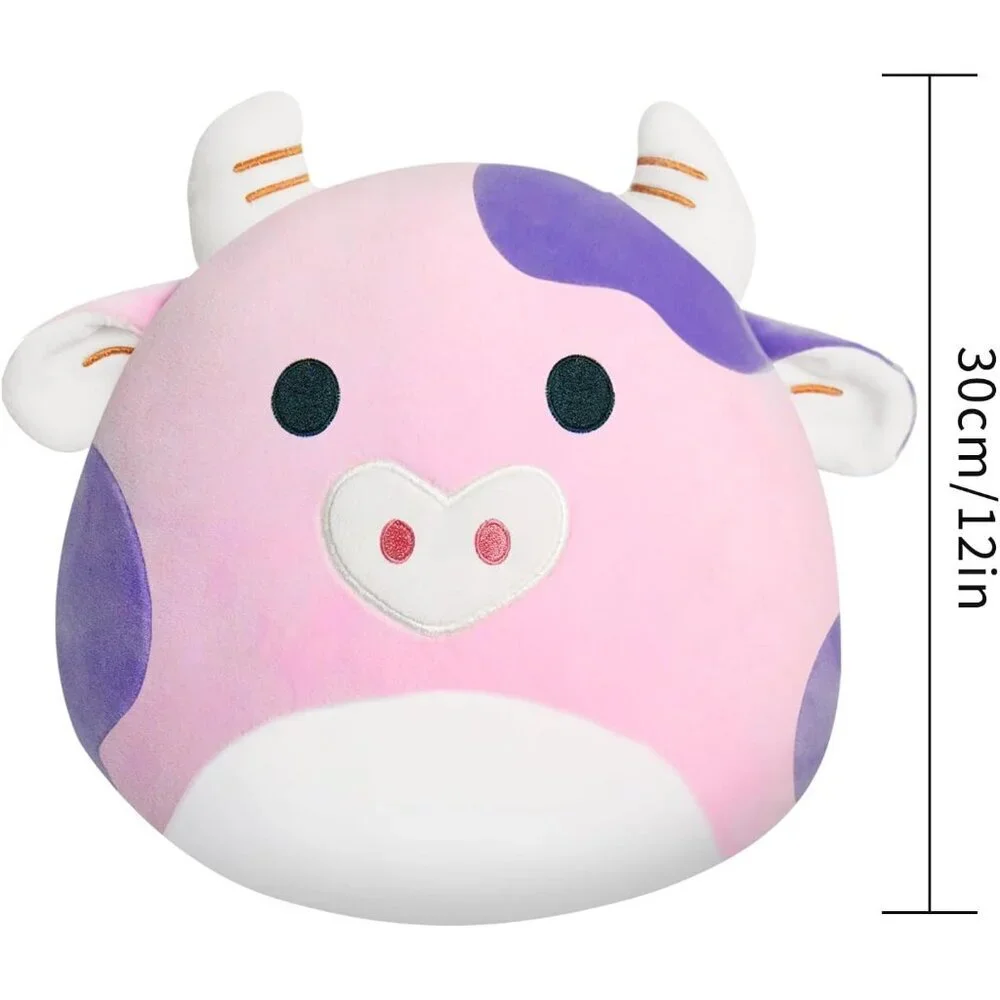 Cow Plush Toy Pillow 12'' Cute Stuffed Animal Soft Plushie Doll Gift for Kids